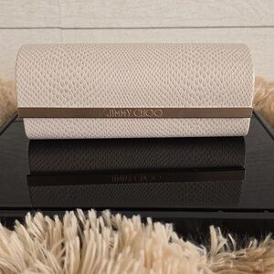 Jimmy Choo Cream Faux Snakeskin Glasses Case-NWOT